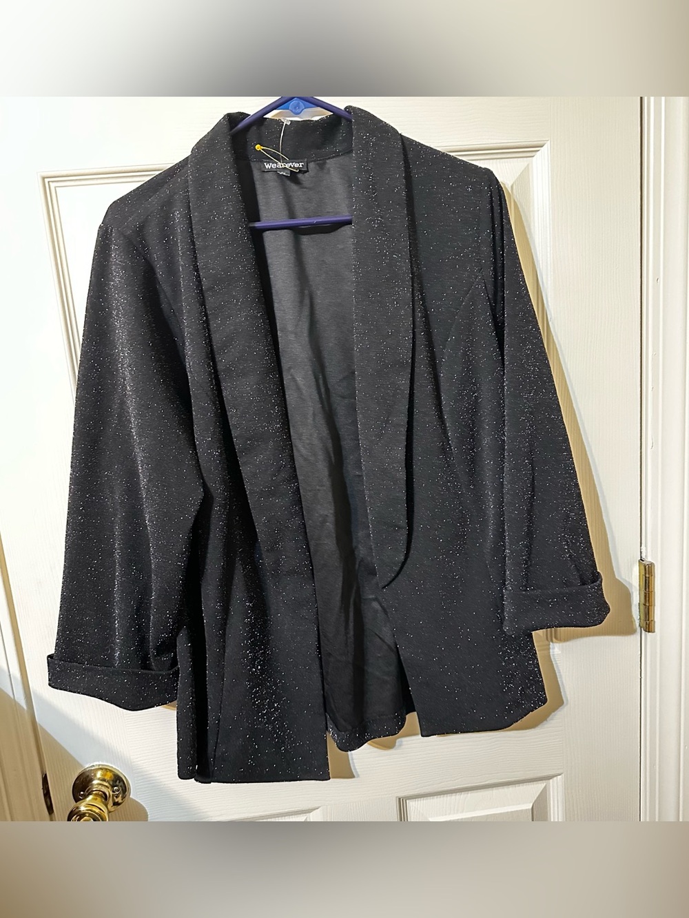 Wearever Black Sparkle Open-Front Blazer